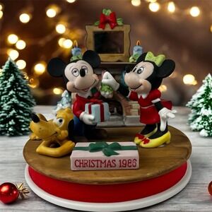 Disney Mistletoe Magic 1986 Figurine Mickey Minnie Pluto Grolier Ltd 6791 Japan